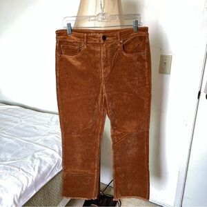 AE Burnt Orange Corduroy Pants, High-Rise Crop Flare